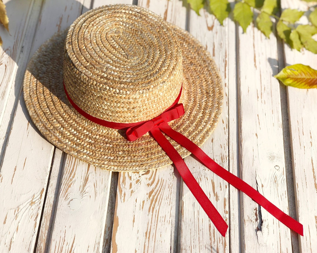 Canotier Hat Red Boater Handmade Hat Summer Hat Gondolier Hat - Etsy