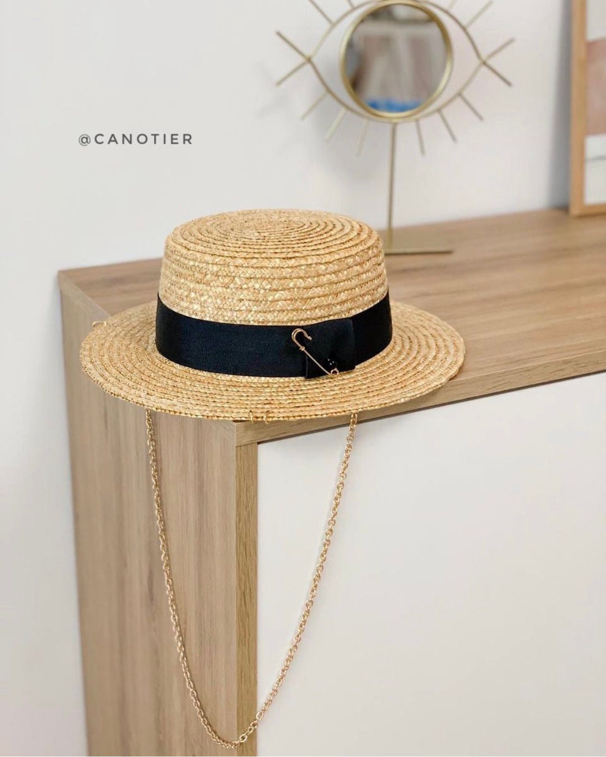 Chanel Beige Straw And Black And White Denim CC Wide Brimmed Sun Hat, 2022  Available For Immediate Sale At Sotheby's