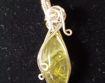 Lemon Quartz Pendant Necklace with Crystal Accent