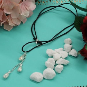 Corded Choker with Silver Dangles
