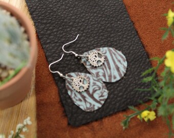 Family tree leather earrings