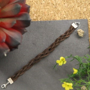 Braided Leather Bracelet with Silver Clasp Endings