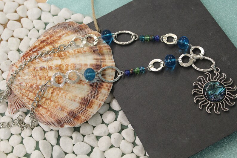 Abalone Sun Pendant Necklace image 1