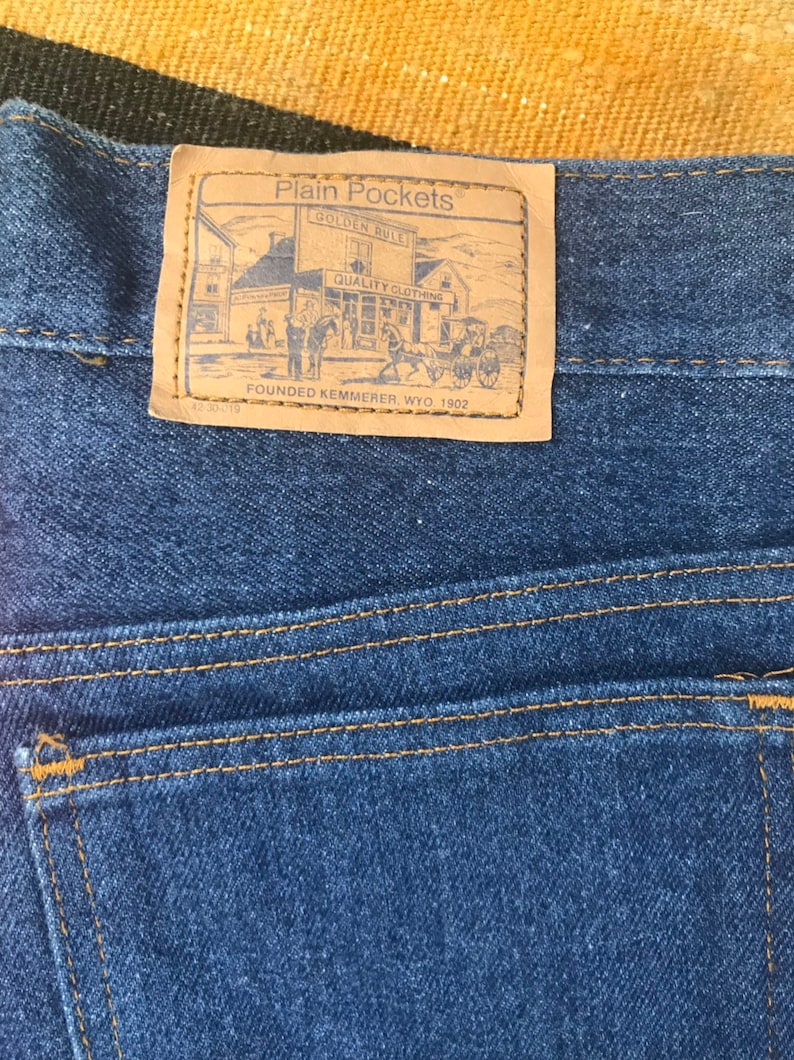 Vintage 70/'s Plain Pockets Jeans Dark Wash Denim Boot Cut Jeans Size 28