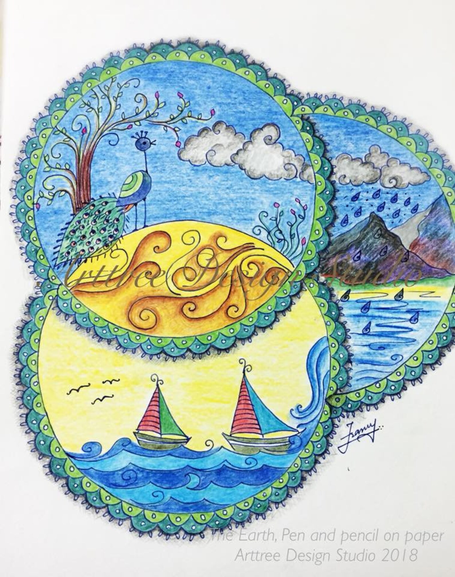 My Dreamy Little World Landscape Pencil Drawing | Etsy