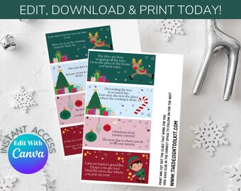 Elf Christmas Scavenger Hunt, Editable Canva Template (Digital Download)