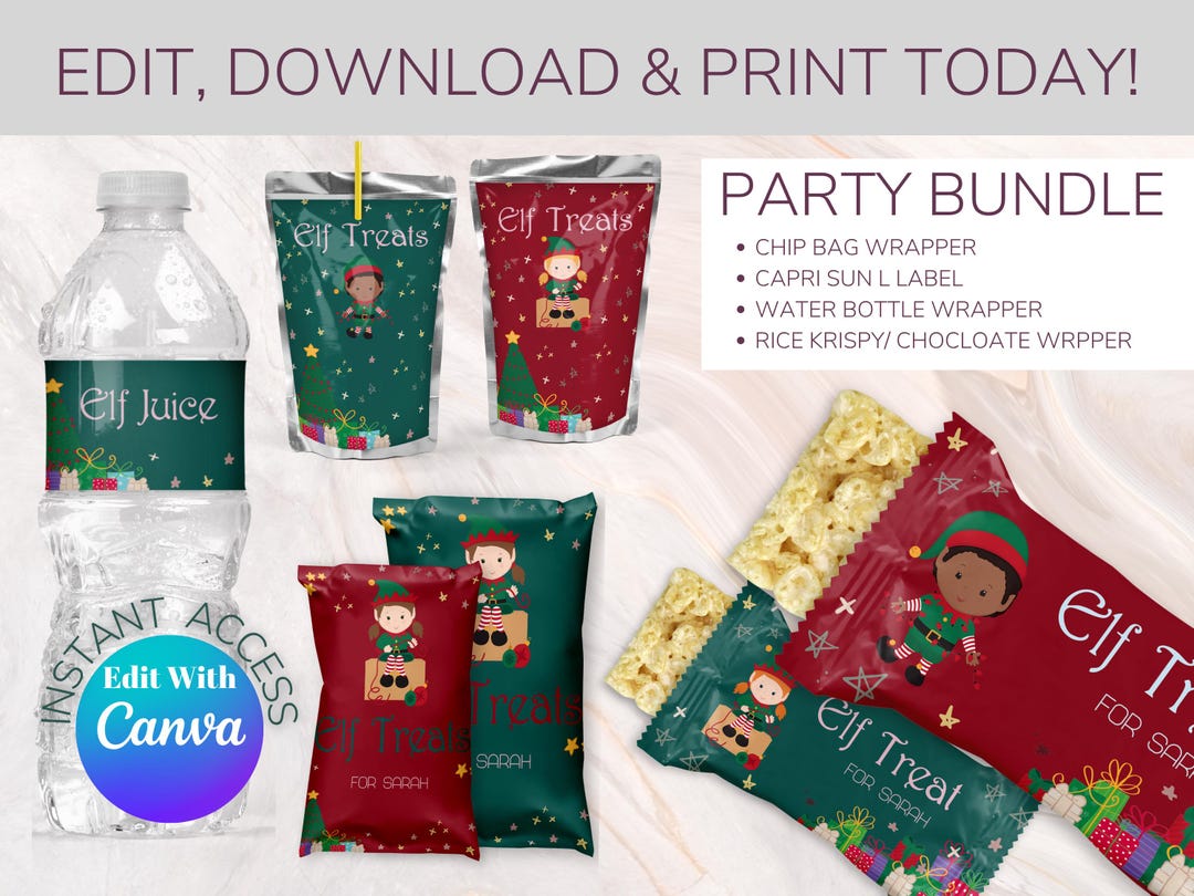 Christmas Elf Party Printable Bundle, DIY Template - Etsy