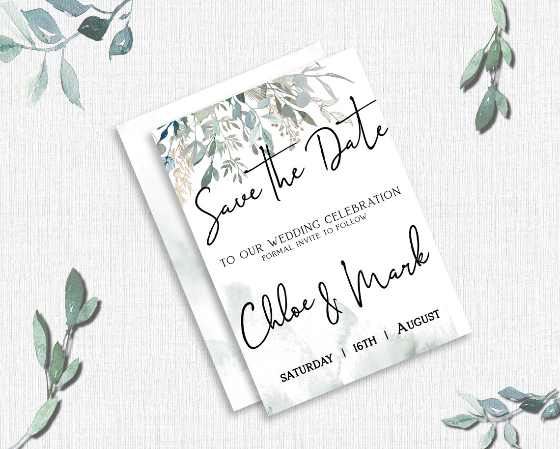 Eucalyptus Wedding Stationery Bundle. Includes Save the Date Etsy UK