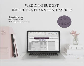 Wedding budget Excel planner template, planning tool,  budget spreadsheet, instant download and edit