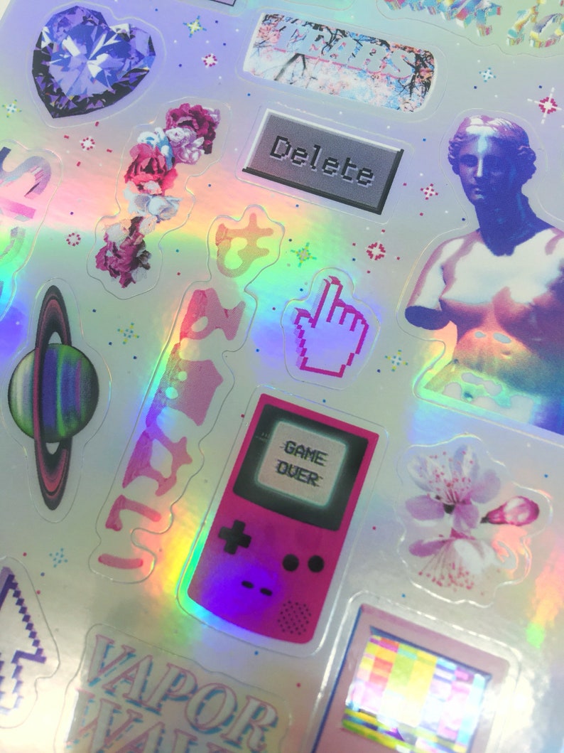 Vaporwave holographic sticker sheet / Vapor wave stickers / | Etsy