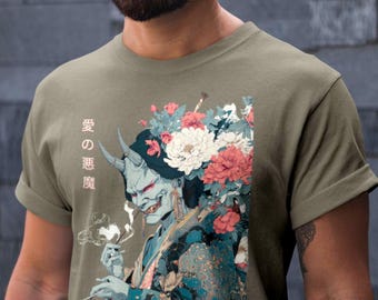 Camiseta Geisha Oni: Arte japonés, camiseta de anime y manga, gyotaku, arte tradicional, artes marciales samuráis