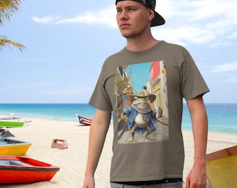 Camiseta del Viejo San Juan: Camiseta de recuerdo de Puerto Rico con rana coquí