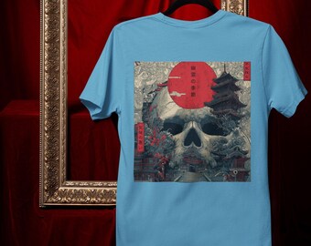Camiseta de terror japonés del Templo Rojo: Camiseta con gráfico de samurái gótico