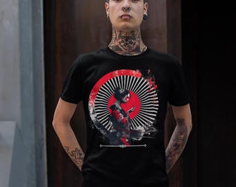 Crimson Geisha, Camiseta de caligrafía japonesa: Anime, Manga Art, Hannya, Oni
