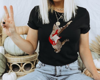 Camiseta de gato tocando la guitarra: Camiseta Rockin' Paws para amantes de los gatos