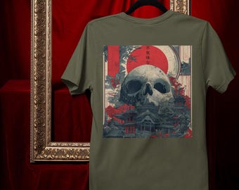 Camiseta gráfica Red Ghoul: terror japonés, diseño gótico samurái