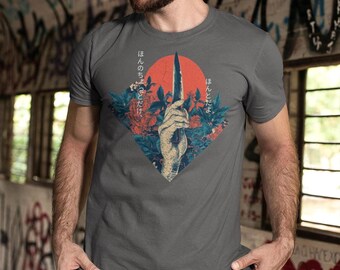 Camiseta de terror japonés: Camiseta gráfica con cuchillo ensangrentado - "Solo la punta"