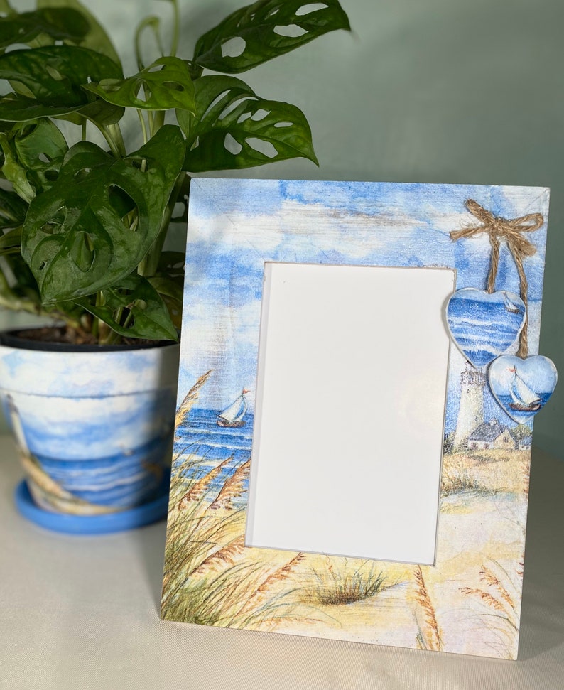 Coastal Decoupaged Picture Frame Beach Themed Photo Frame Etsy UK