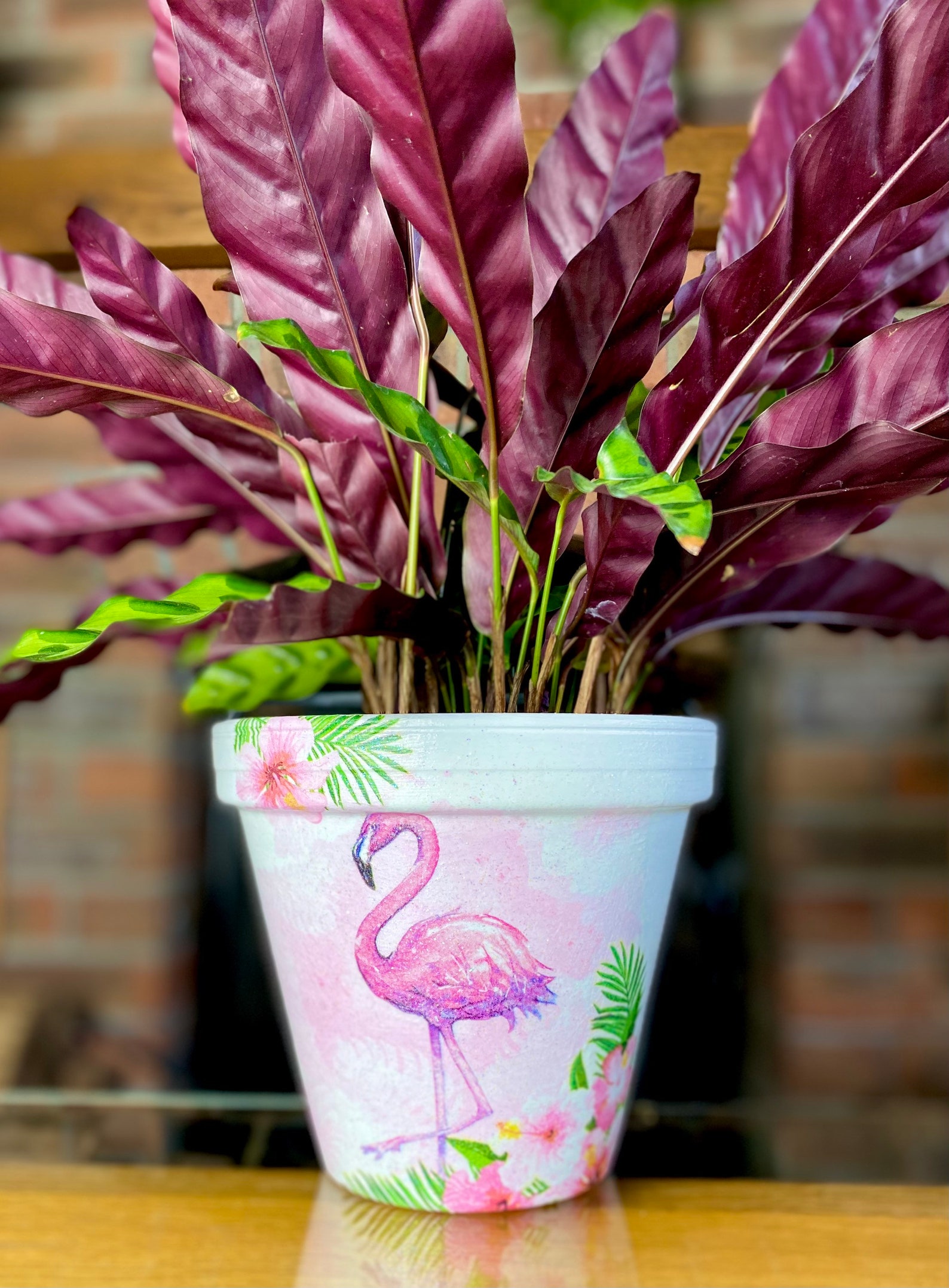 Pink Flamingo Decoupaged Plant Pot Tropical Bird Planter Etsy UK