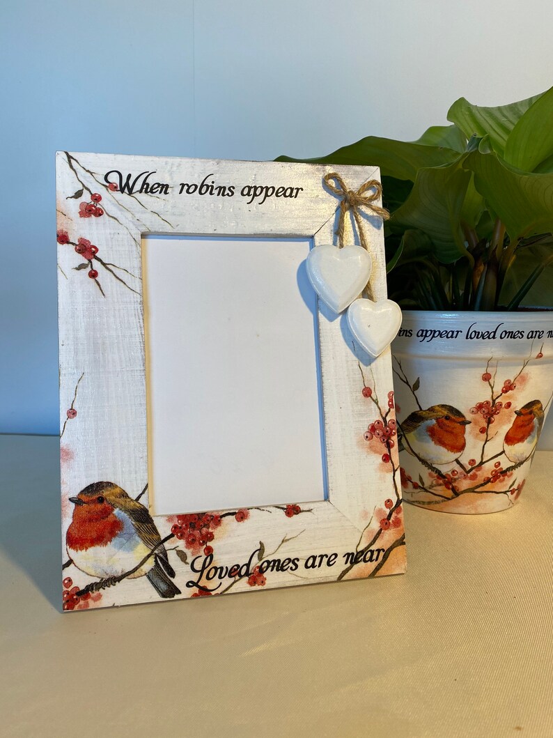 Robin wooden picture frame when robins appear loved ones are Etsy