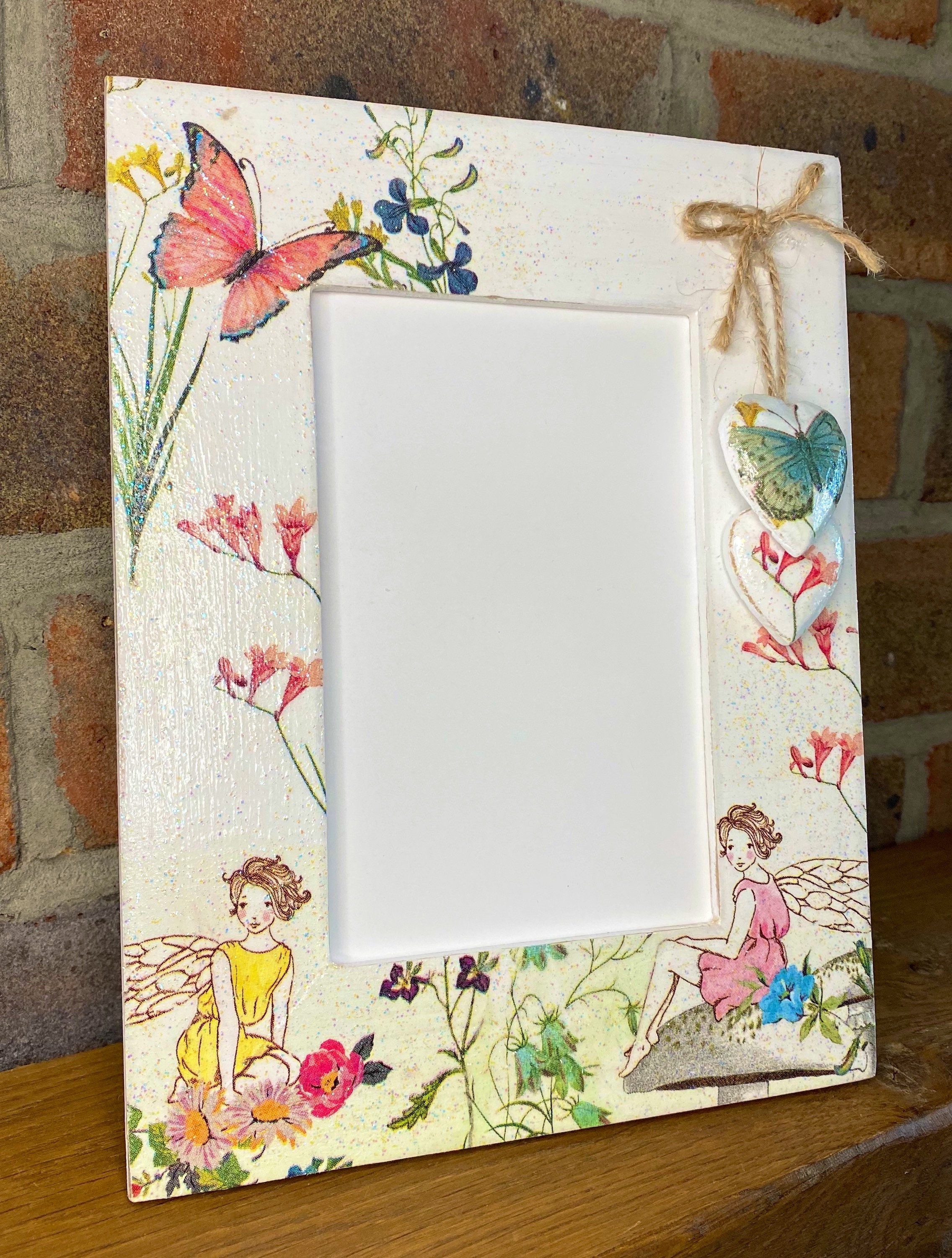 Fairy and Butterfly Decoupaged Picture Frame Rustic Photo Etsy UK
