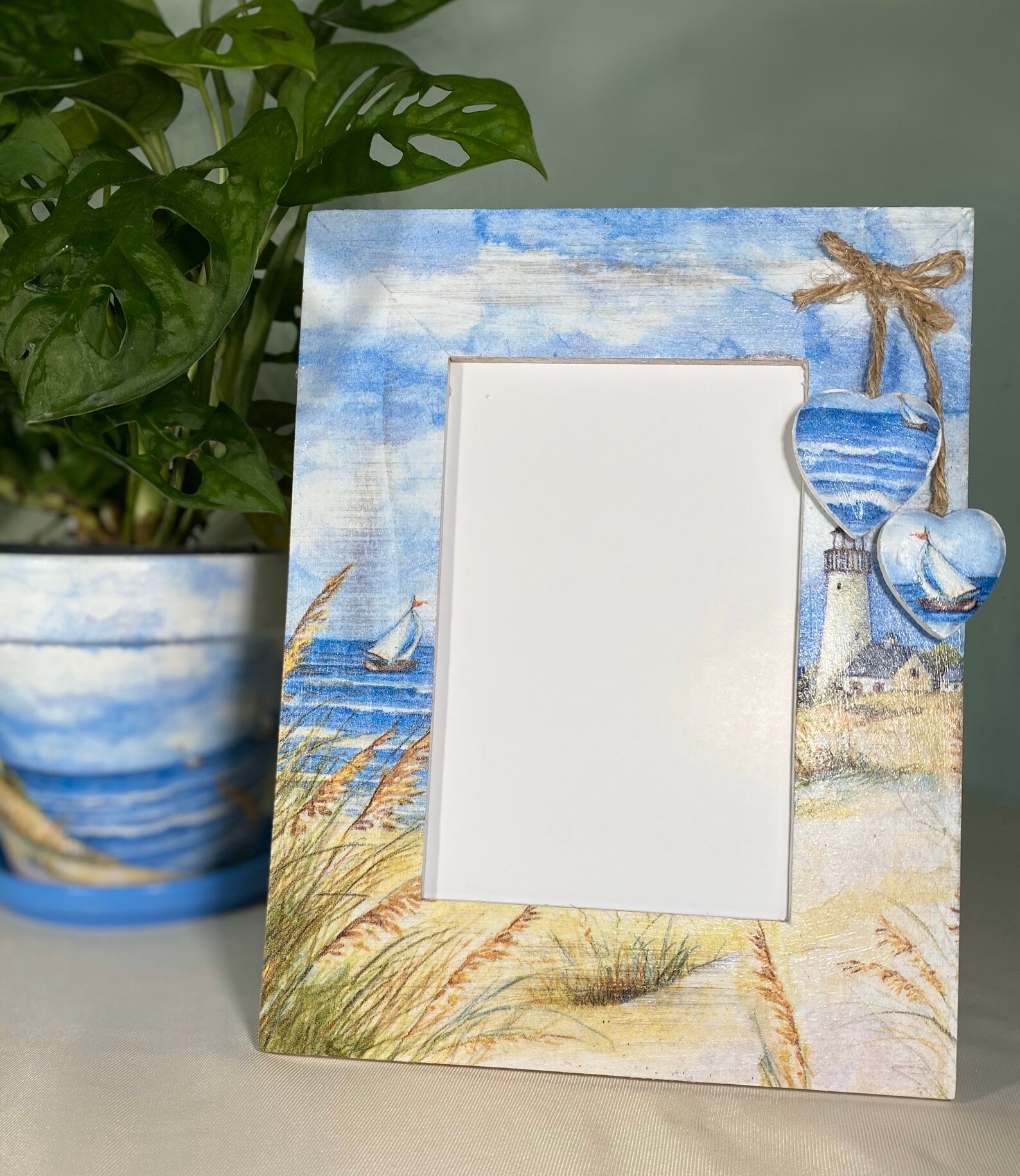 Coastal decoupaged picture frame beach themed photo frame Etsy