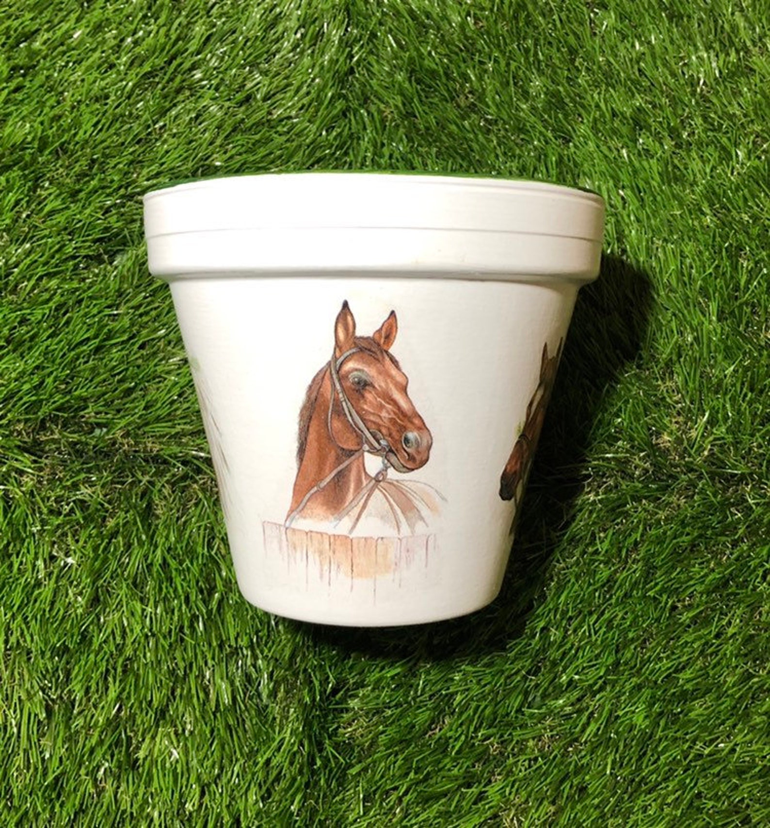 Horse decoupaged plant pot Garden planter for horse lover Etsy