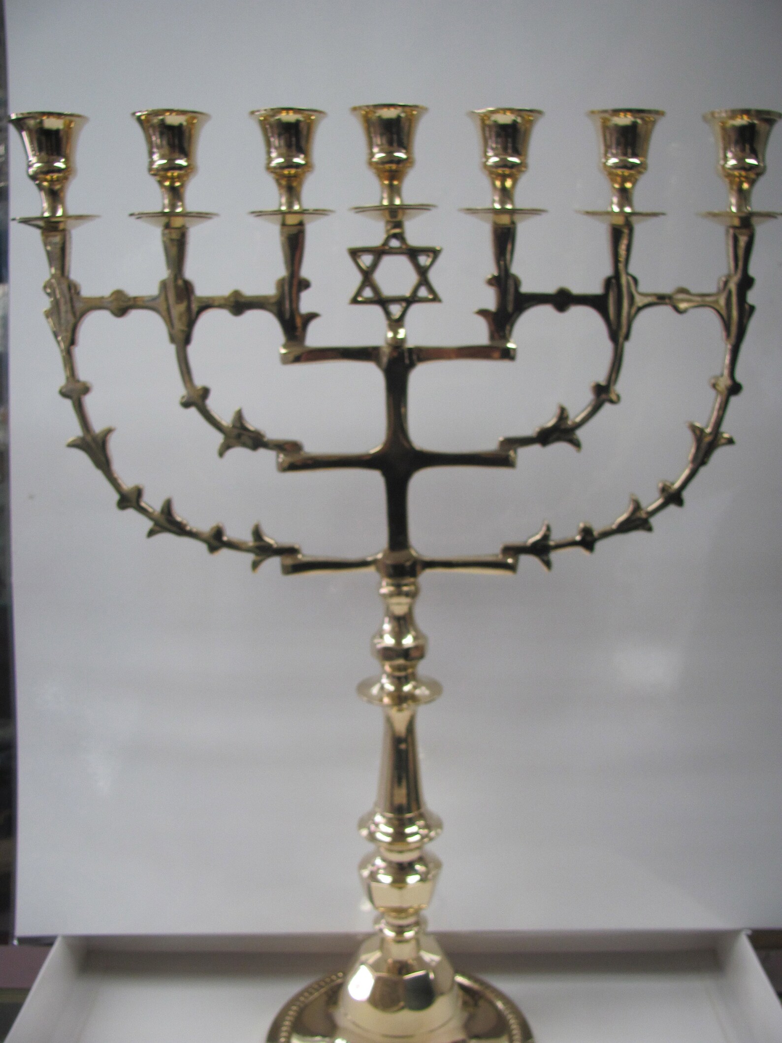 7 Branch Temple Menorah With Jewish Star Etsy