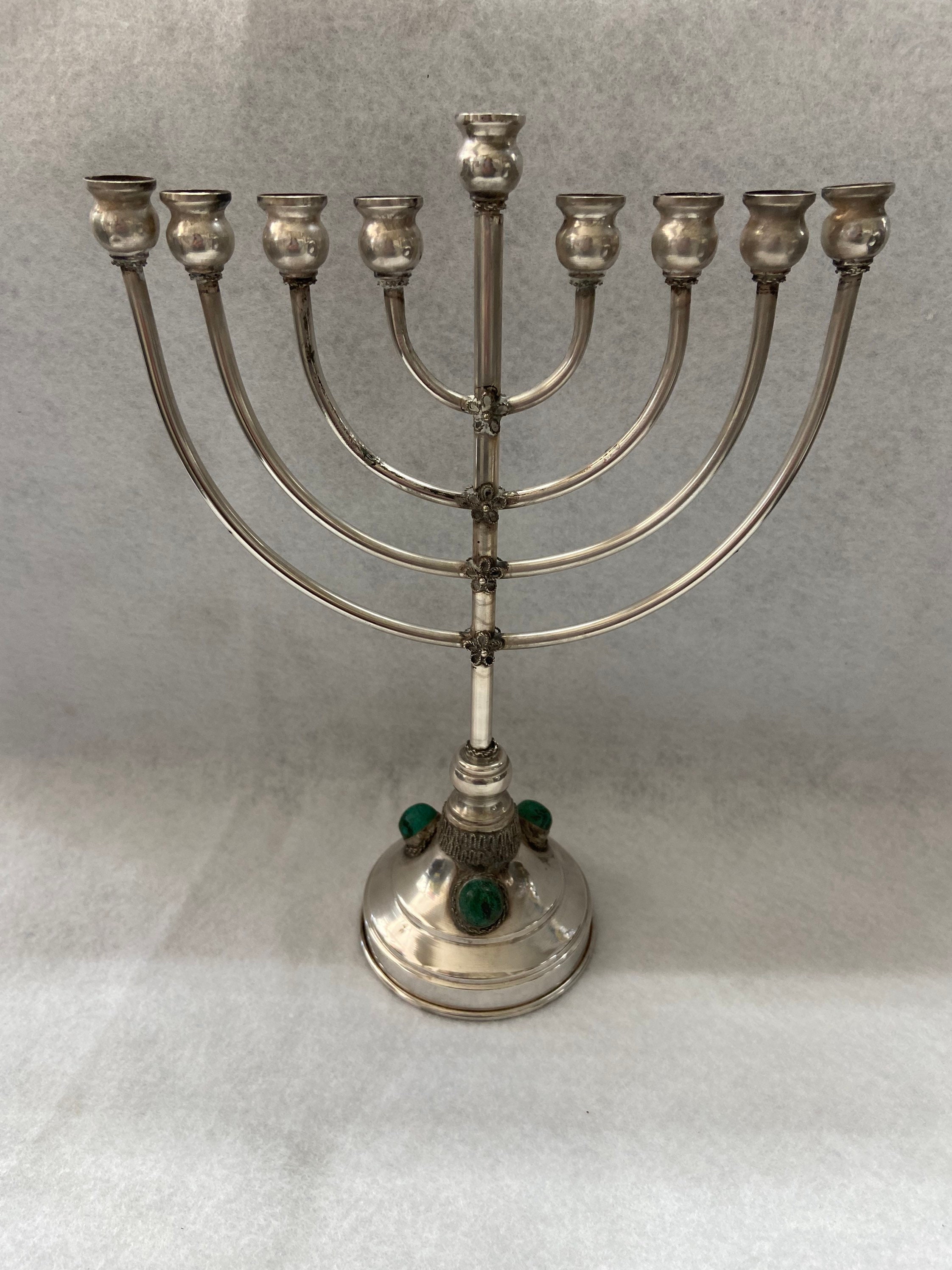Vintage Sterling Silver Menorah With Elat Stone Etsy