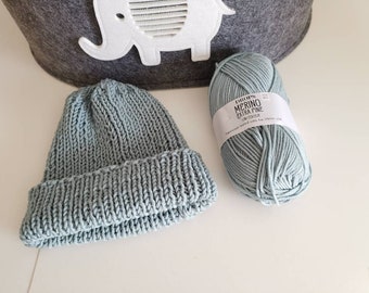 Strickmütze Baby Wolle Merino handgestrickt mit Größenwahl und Farbwahl