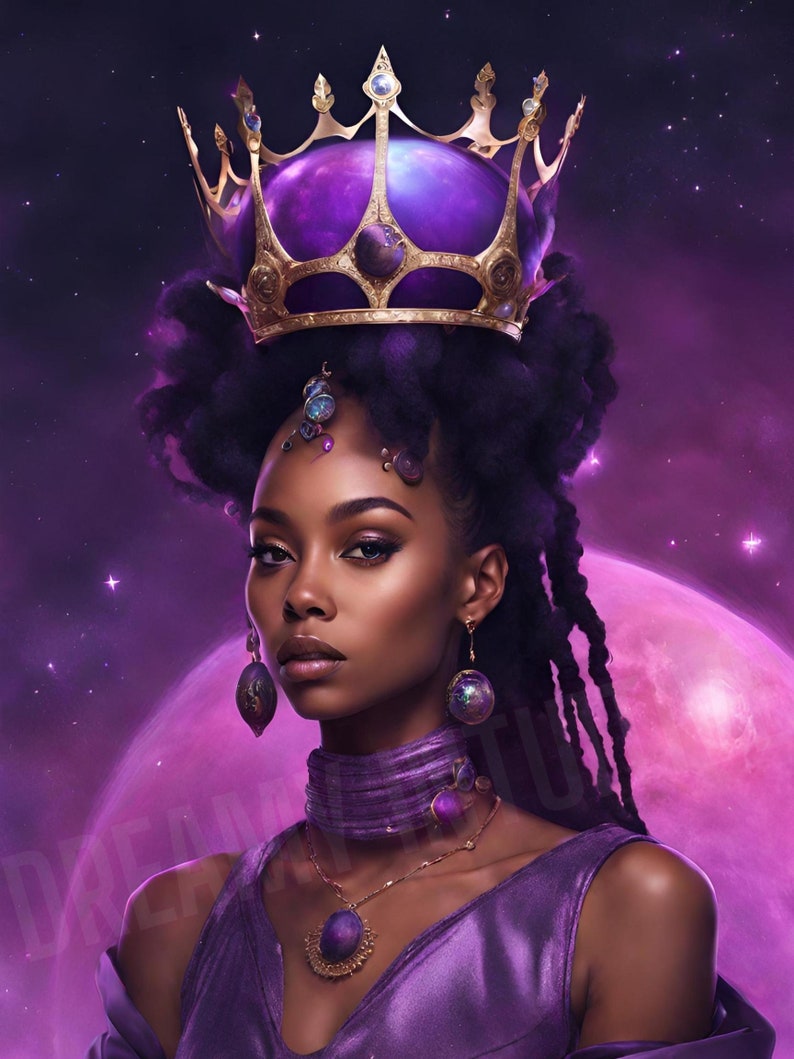 Full Moon Magic Digital Art, Black Woman Art, African America, Black Girls Etsy