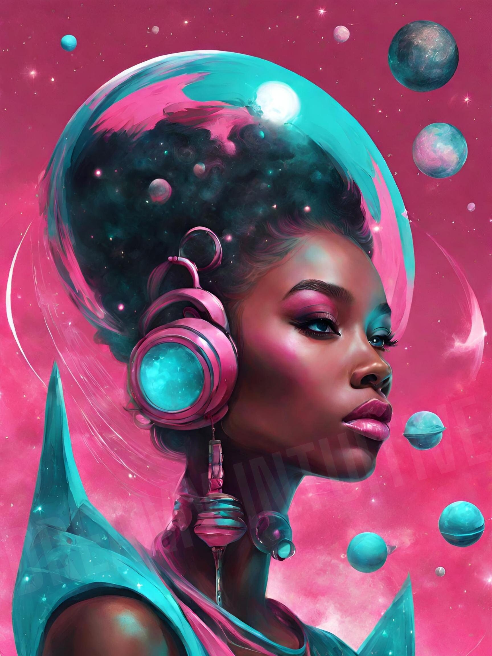 Astro Goddess Digital Art, Print Art, Downloadable, Black Woman Art ...