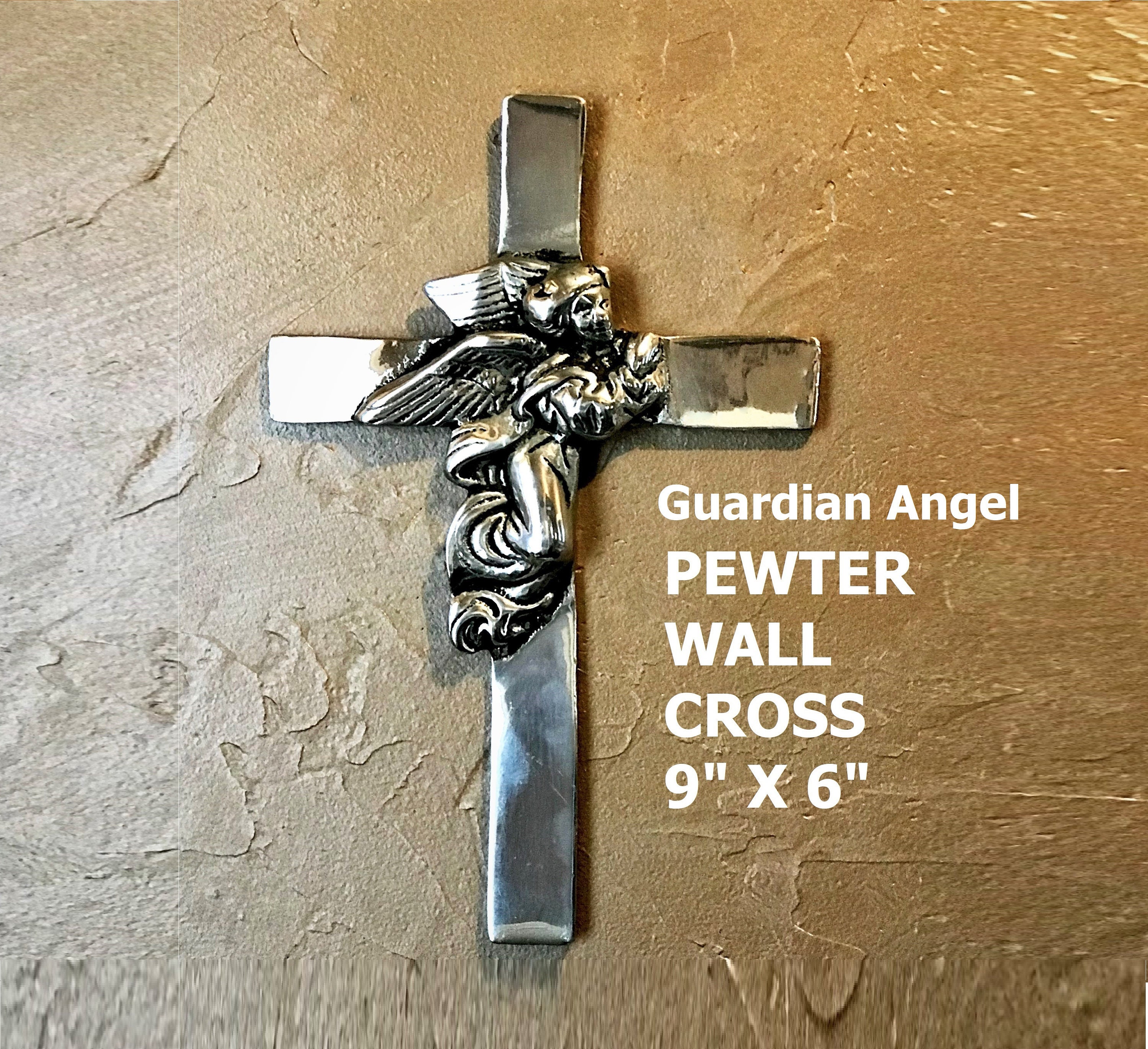 Bless This Child Boy Pewter Wall Cross - 5.5x3.5 Inch First Communion, Christening, Or Baptism Gift