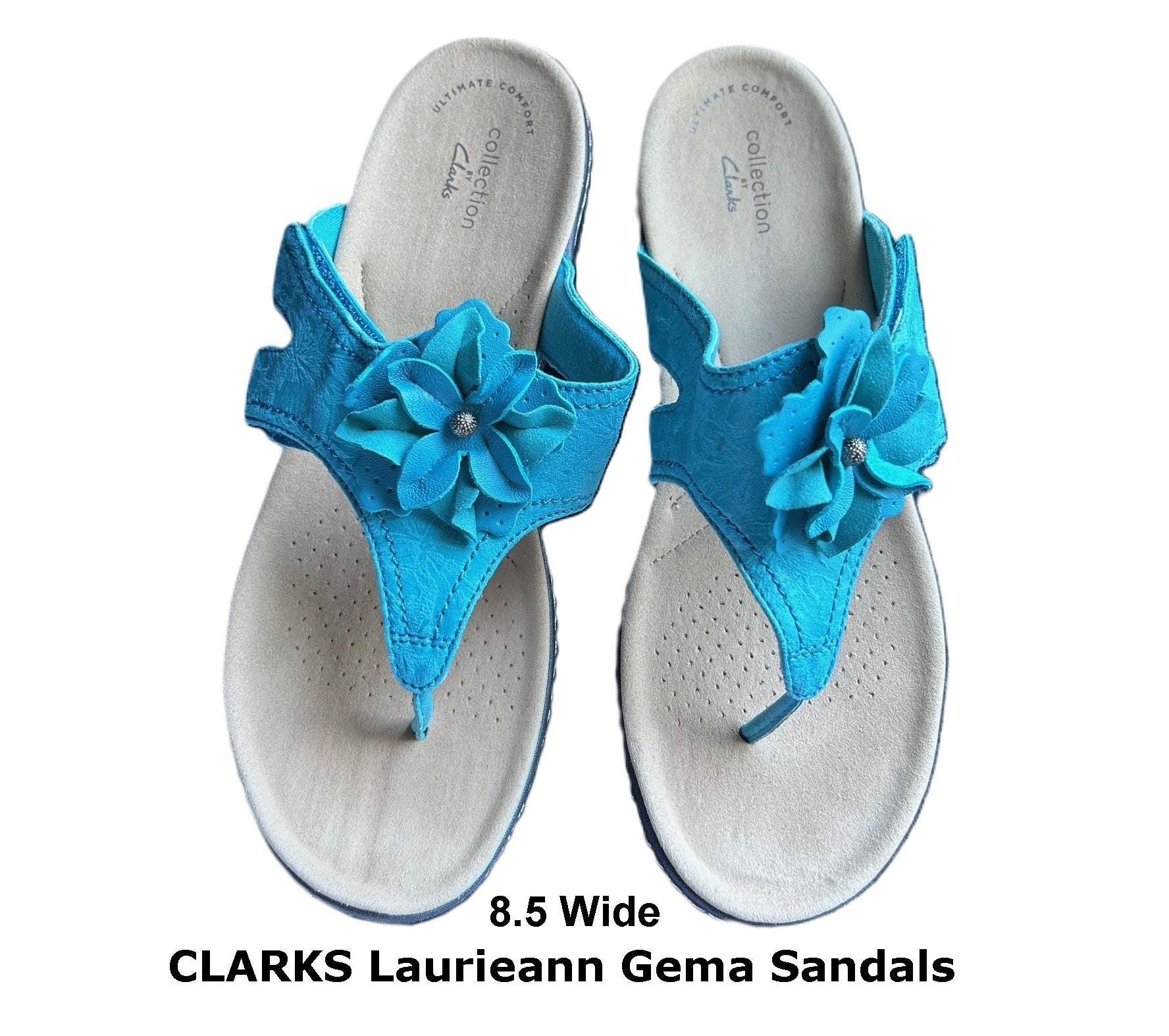 Clarks Leather Thong Sandals Laurieann Gema Turquoise Flip Flops