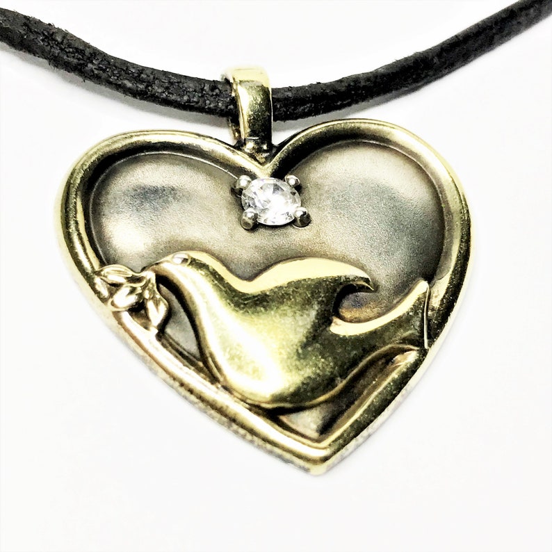 Gorham Sterling Heart Dove Pendant Gold Clad With A 3mm White Cz Serenity Prayer Is On Back Vintage 1990 S Beautiful Inspiration