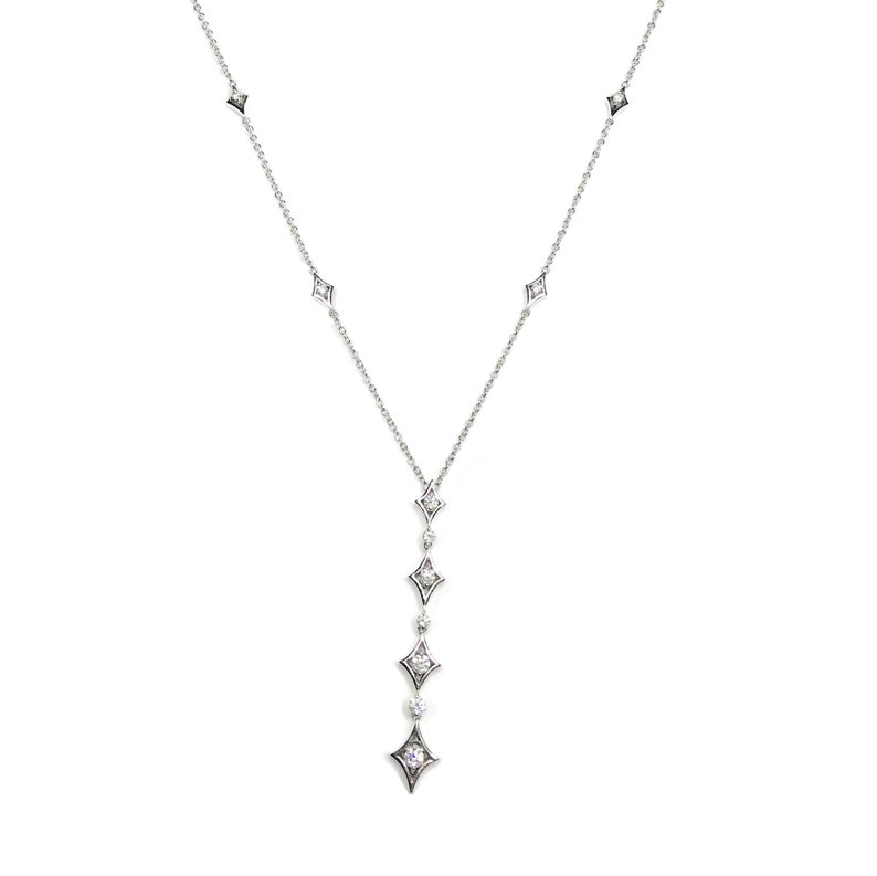 18K White gold Diamond drop y necklace with 11 diamonds. From Etsy