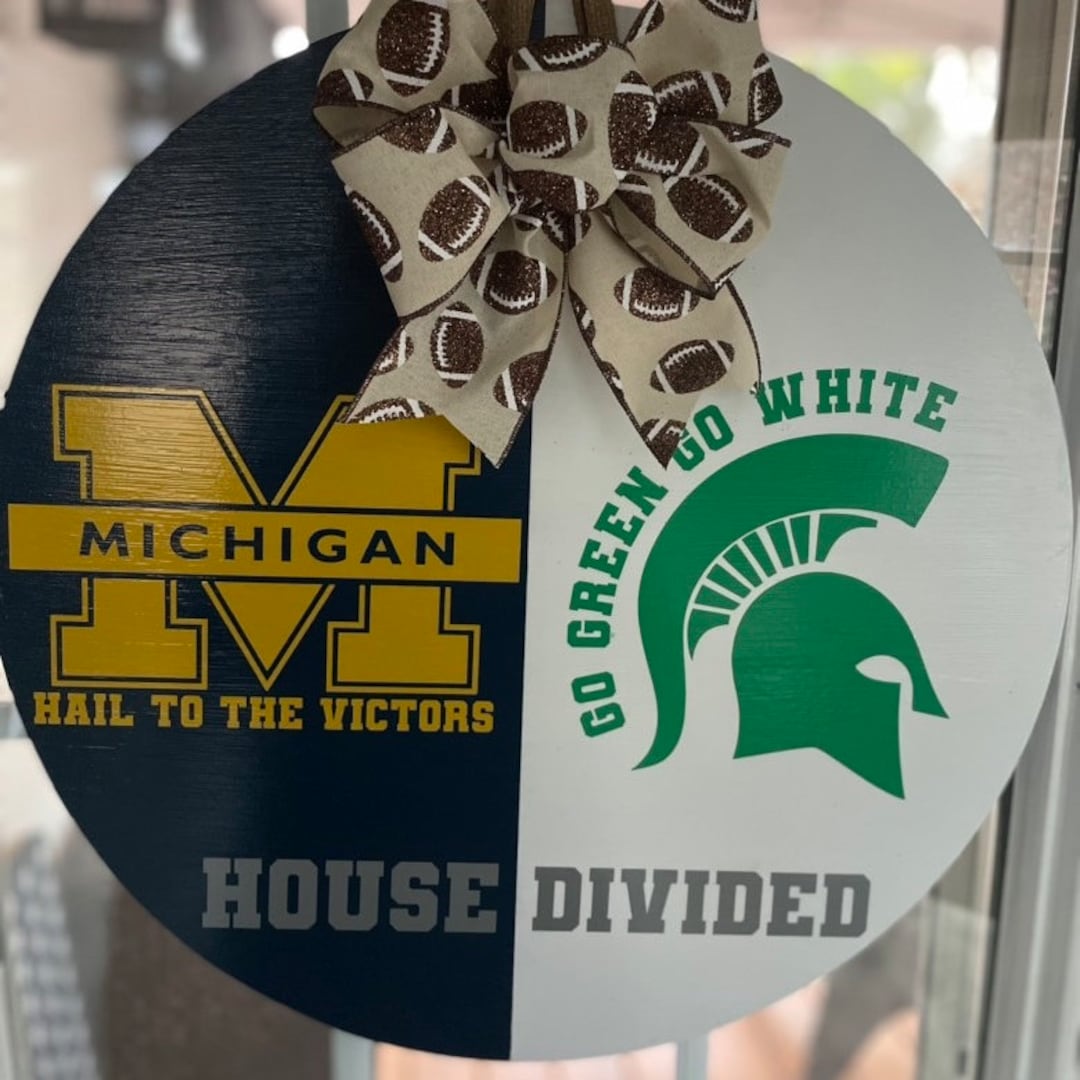 House Divided, Door Hanger, Wreath, Michigan, Michigan State, U of M
