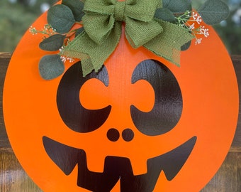 Fall Home Decor, Vintage Halloween, Gift, Jack O Lantern, Door Hanger, Halloween Wreath, Pumpkin, Porch Decor, Fall Decor