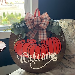 Pumpkins, Fall, Home Decor, Housewarming gift, Gift, Autumn, Door Hanger, Welcome Sign, Fall Decor, Porch Decor