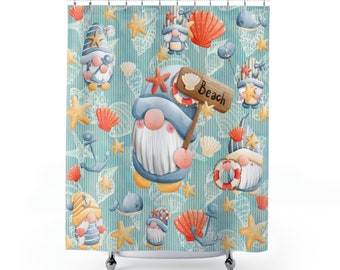 Gnome Shower Curtain,  Ocean Shower Curtain,  Beach Shower Curtain