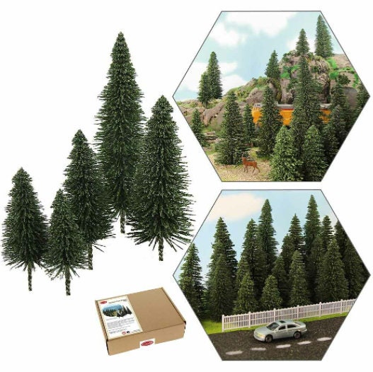 30x Mini Green Fir Pine Tree Models HO Z N Scale Layout Train Railway Scene