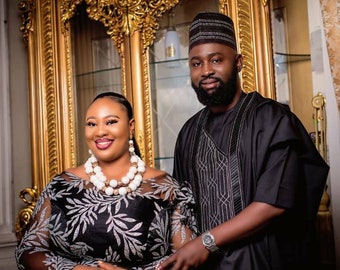 Traditional Wedding Outfits For Couple/Engagement Outfits/African Wedding Outfits/Atiku or Cashmere Outfits