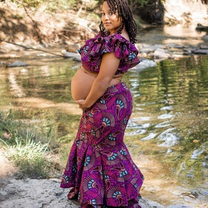 AFRICAN PRINT MATERNITY 2PCS Set/ African Print maternity photoshoot outfit/Ankara maternity dress/ image 3