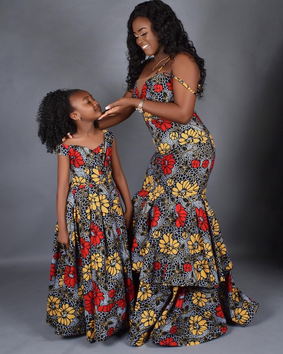 ADUNNI African Print Mummy And Me Gown Set