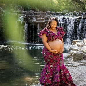 AFRICAN PRINT MATERNITY 2PCS Set/ African Print maternity photoshoot outfit/Ankara maternity dress/ image 4