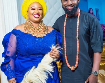 Classic Blue traditional Wedding Outfits | Couple African Outfit | African Wedding Outfit For Couple