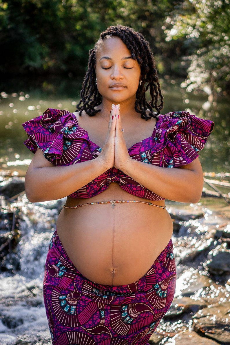 AFRICAN PRINT MATERNITY 2PCS Set/ African Print maternity photoshoot outfit/Ankara maternity dress/ image 1