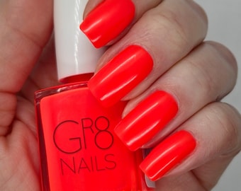 Wild Fire: Neon Reddish Orange Nail Polish Handmade by GR8 Nails