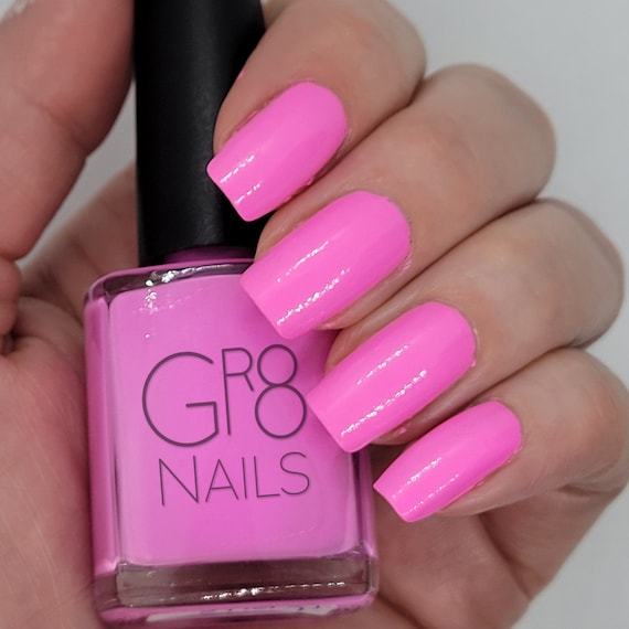 Neon Hot Pink Nail Polish Hand Mixed by Gr8 Nails 