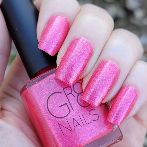 Pink Flamingo: Shimmery Pink Nail Polish Hand Mixed by Gr8 Nails